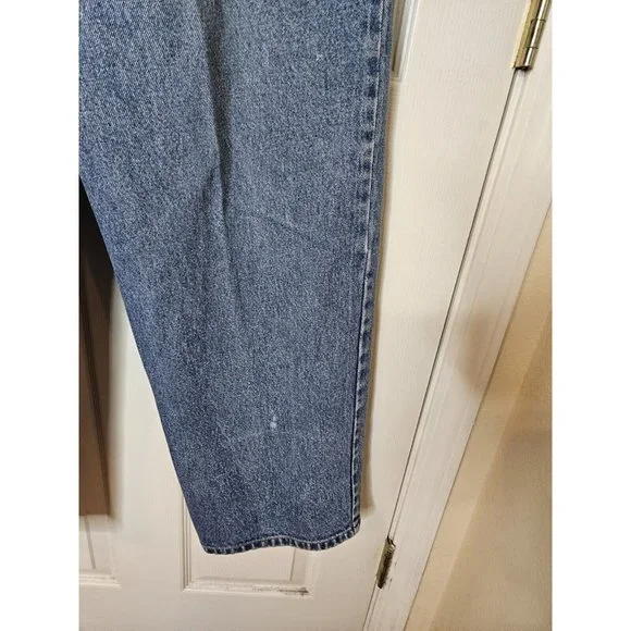 Vintage Tommy Hilfiger Jeans Mens 36x32 Blue Big Flag Straight Y2K Pants Baggy - Picture 4 of 12